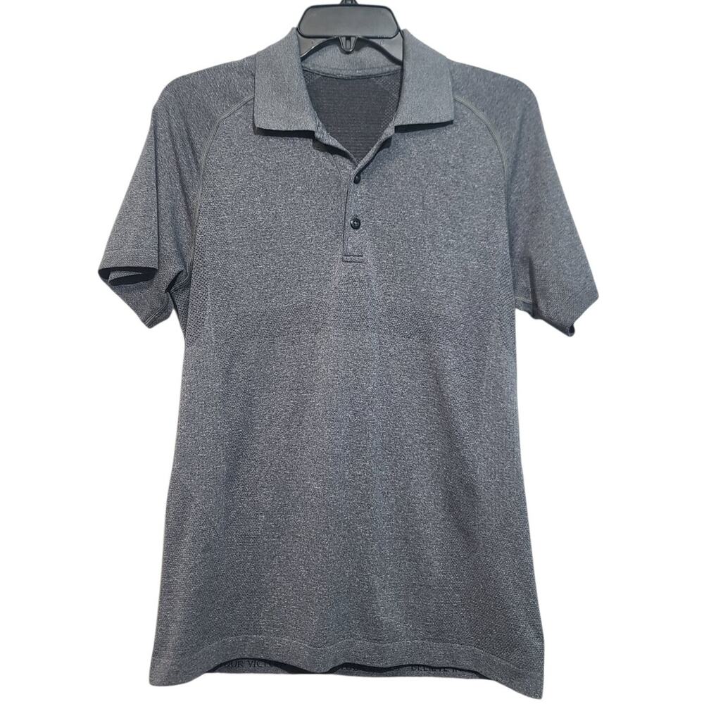 Lululemon Metal Vent Tech Polo Shirt Men's Size Small Heathered Black Golf